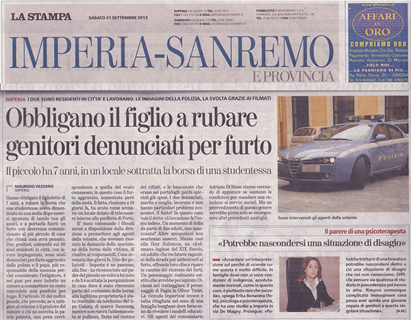 la stampa . obbligano il figlio a rubare