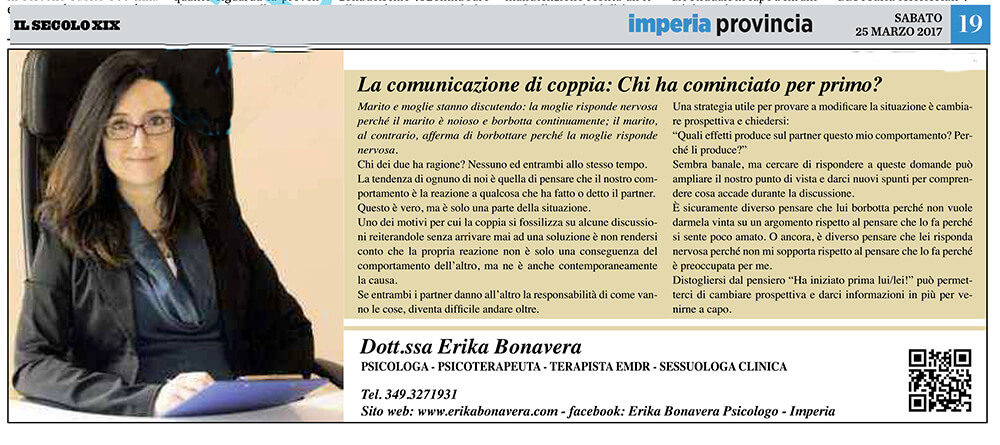 psicologo imperia - Il Secolo XIX 25 marzo - chi ha cominciato per primo